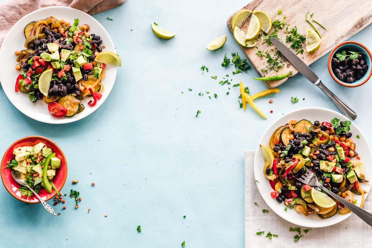 Whole grain salad with nuts, seeds, and fresh vegetables